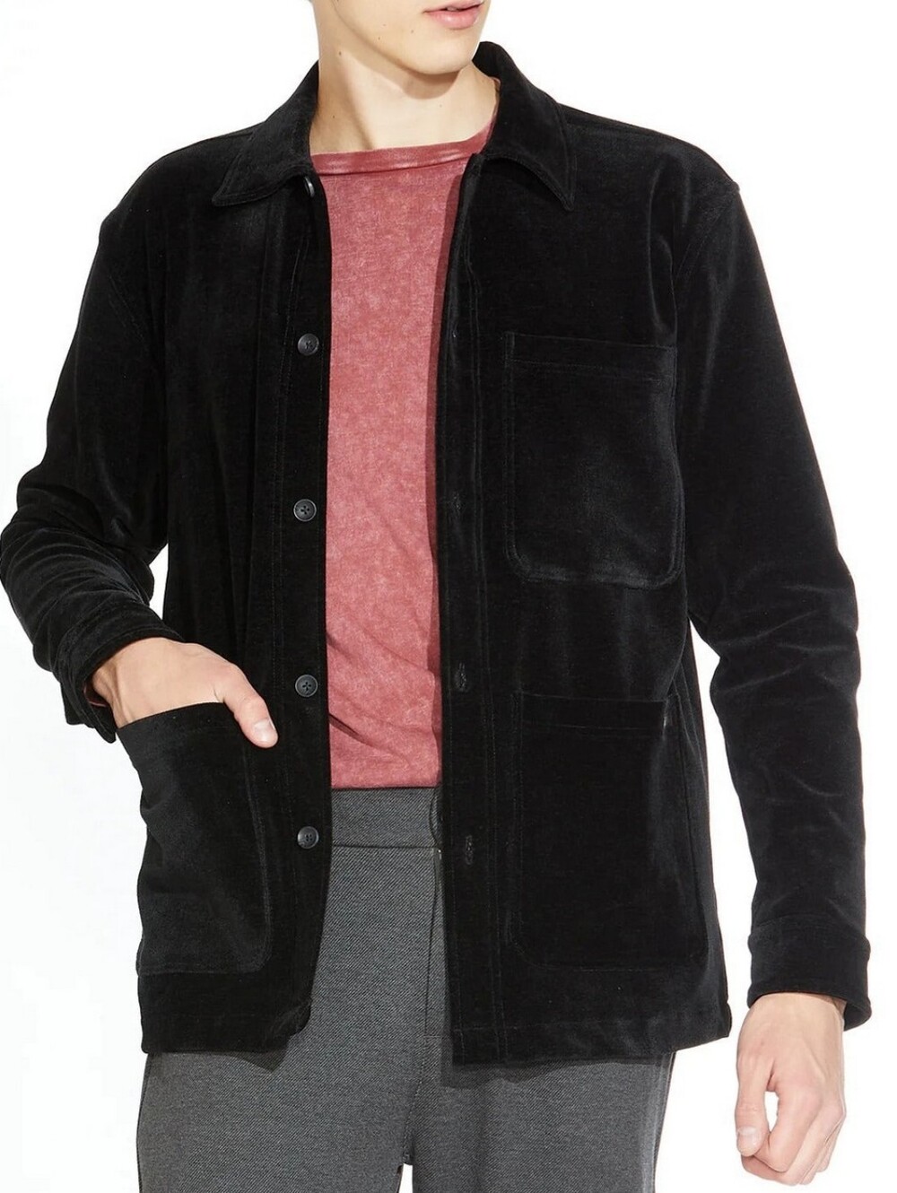 Civil Society Black Corduroy Velour Shacket Shirt Button Down Chore Jacket S